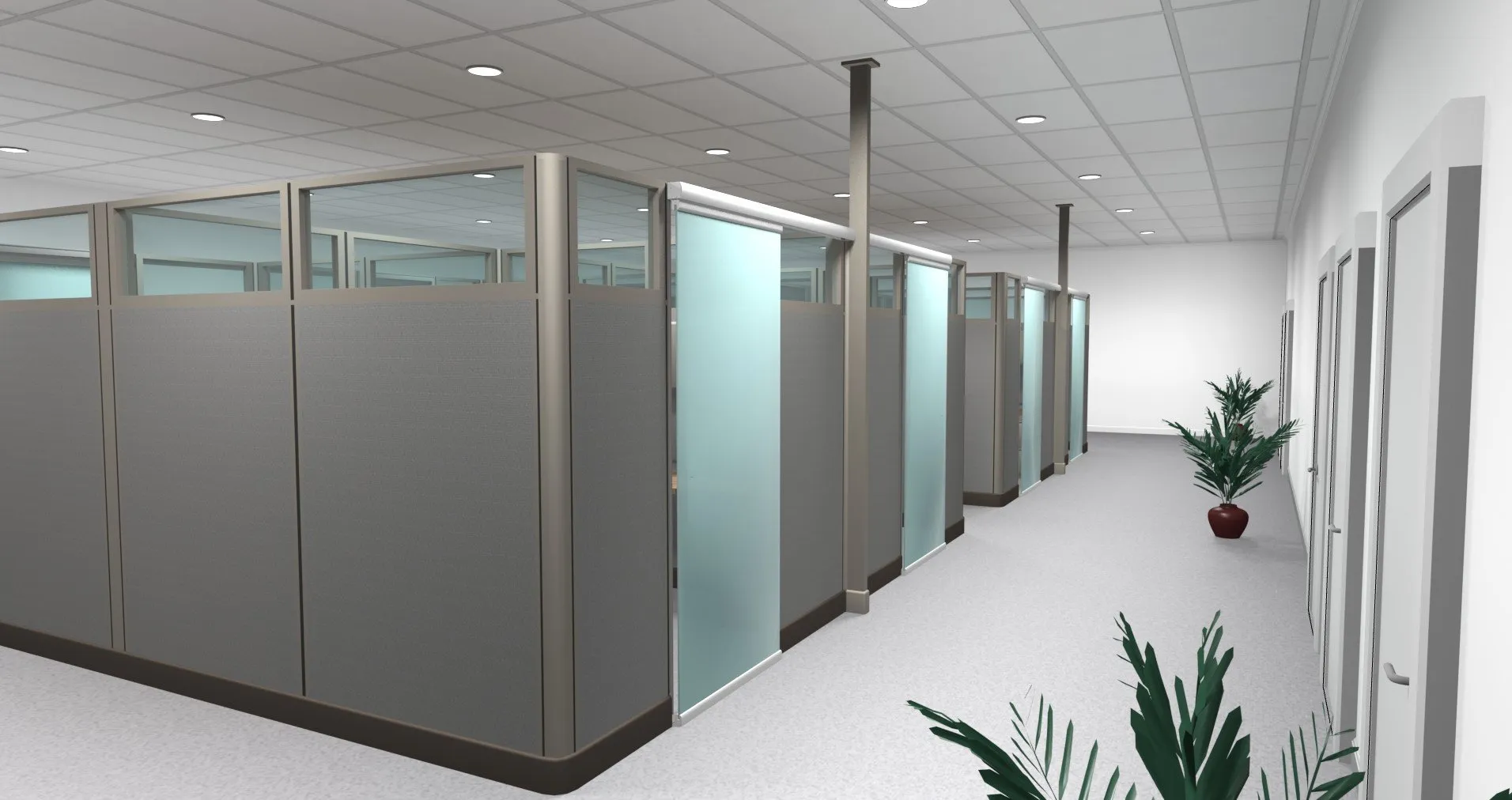 private cubicles with siding doors