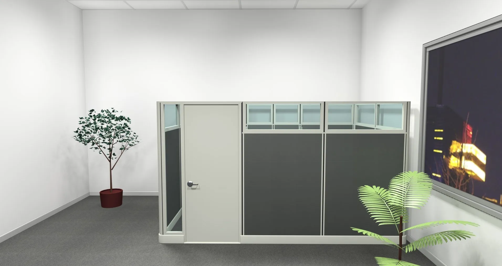 private cubicles 8x12 with door.