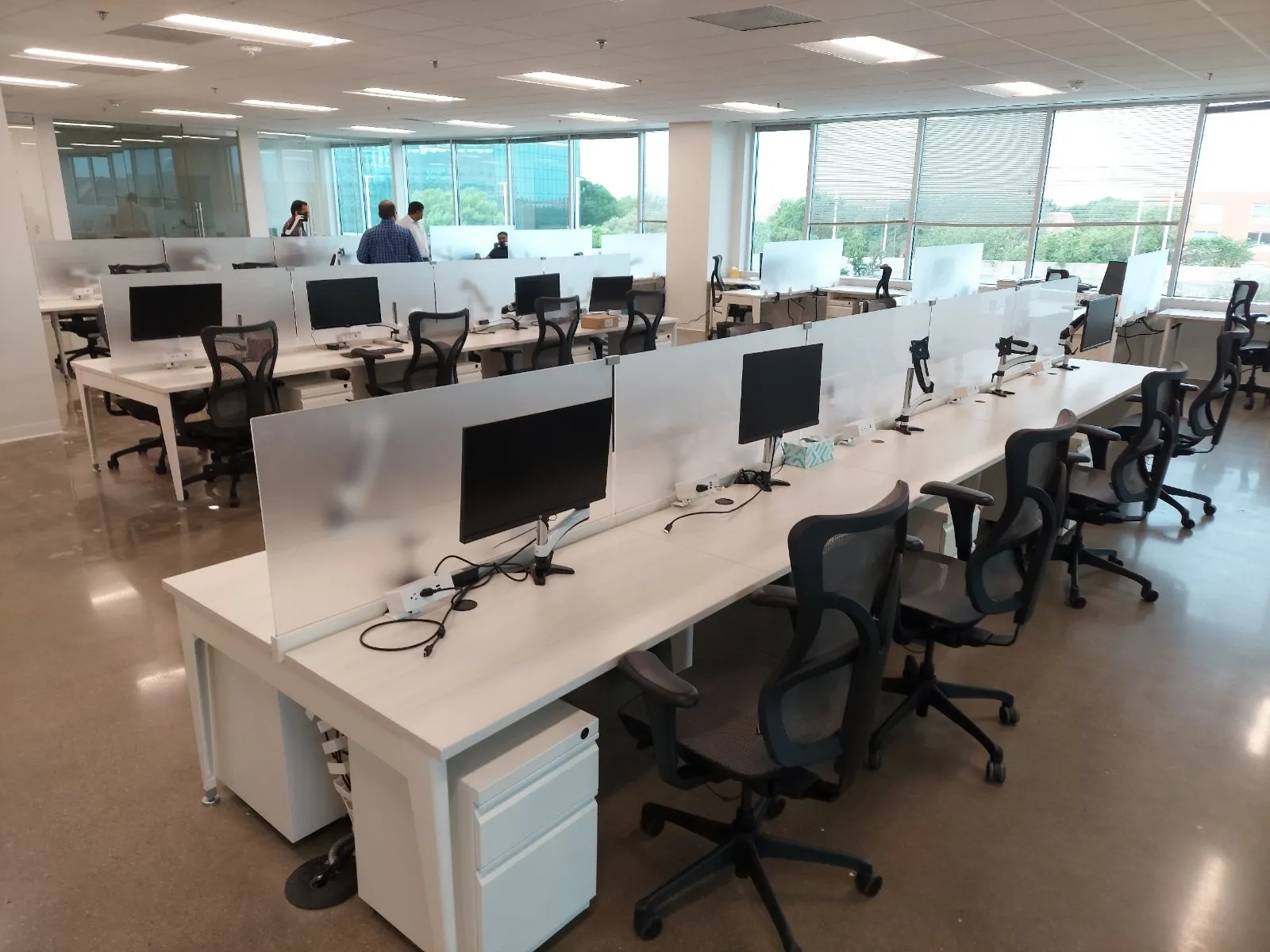 benching with frosted glass