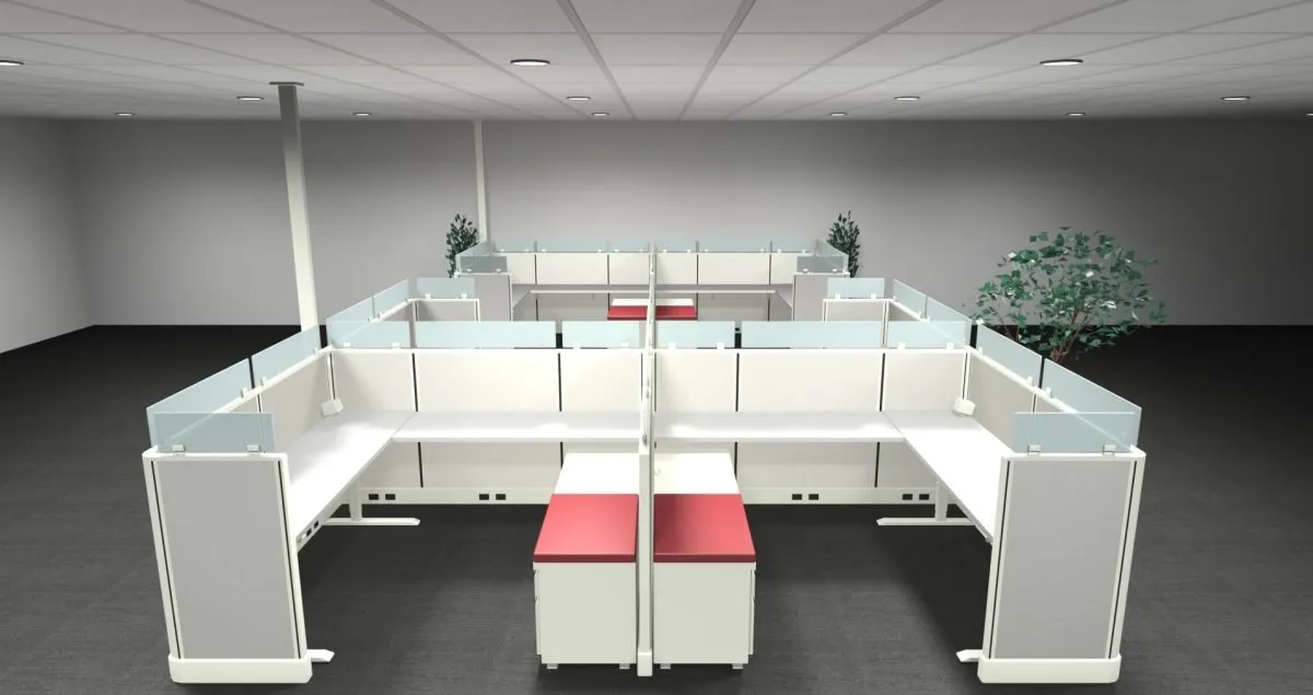 Low Cubicles with Sit stand Tables and storage